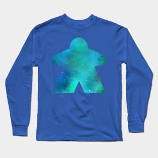 Sky Blue Space with Stars Meeple | Board Game Fan Long Sleeve T-Shirt